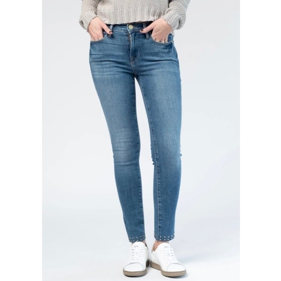 FRAME Le High Skinny Rae Slit Stud Jeans - Picture 3 of 9